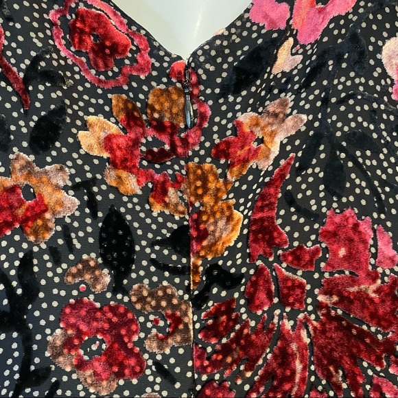 Jill Jill Stuart Dahlia Devore Floral Velvet V-Neck Ruffle Frill Midi Dress Sz 4 - Picture 8 of 11